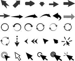 Reihe von Pfeilen Sammlungssymbol auf weißem Hintergrund. Sammlung von Pfeilsymbolen. Cursor und Pfeilzeichen. vektor