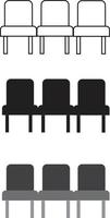 Reihensitze Symbol auf weißem Hintergrund. Stuhl Zeichen. Symbol für Flughafensitze. flacher Stil. vektor