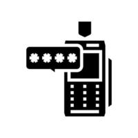 PIN-Code für Pay-Pos-Terminal-Glyphen-Symbol-Vektorillustration