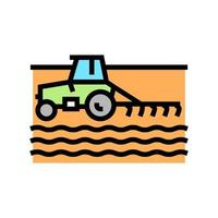 Traktor kultiviert Feld Farbe Symbol Vektor Illustration