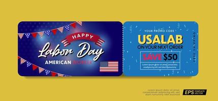 usa labor day gåva marknadsföring kupong banner bakgrund. labor day voucher vektor design.