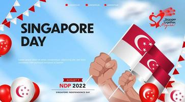 singapur unabhängigkeitstag. zusammen stärker, feiervektorillustration vektor