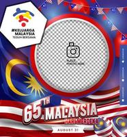 malaysia unabhängigkeitstag twibbon vorlagendesign. Fotorahmen für soziale Medien vektor