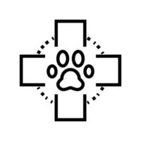 medizinisches Kreuz Haustier Pfote Symbol Vektor Illustration