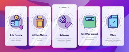 Onboarding-Symbole für Diabetes-Zuckerkrankheiten setzen Vektor