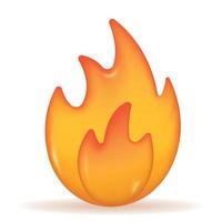 brand 3d-ikonen isolerad på vit bakgrund. flamma. vektor realistisk eldklot illustration