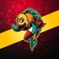 fish esport maskot logotypdesign vektor