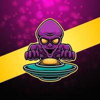 Alien-Esport-Maskottchen-Logo-Design vektor