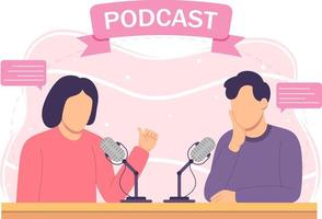 Design-Illustrationshintergrund des Podcast-Interviews flacher vektor