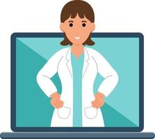 online läkare ger råd och hjälp på laptop vektor
