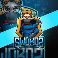 schwert esport maskottchen logo design vektor