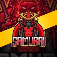 samurai esport maskot logo design vektor