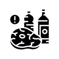 fleisch, fettes öl ungesunde produkte für gichtkrankheit glyph icon vector illustration