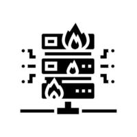 Glyph-Symbol-Vektorillustration des Server-Brandschutzsystems vektor