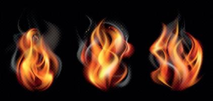 isolierter realistischer Flammenrauch-Icon-Set