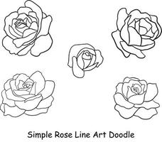 handritad isolerade ros doodle, blomma element set. vektor