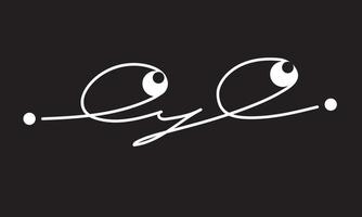 anfängliches Augensymbol-Logo-Design, einfacher anfänglicher Logo-Vorlagenvektor. vektor