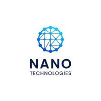 nano tech logotyp med molekyl symbol vektor