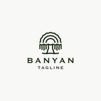 banyan träd logotyp ikon designmall platt vektorillustration vektor