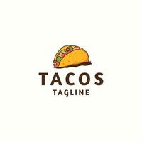 flache vektorillustration der tacos-lebensmittellogoikonen-designschablone vektor