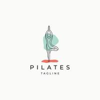 pilates yoga logotyp ikon designmall platt vektorillustration vektor