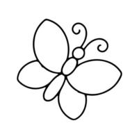Malbuchseite für Kinder. kleiner Schmetterling. Zeichentrickfigur. Vektor-Illustration isoliert auf weißem Hintergrund. vektor