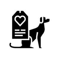 Hund Liebe Label Glyphe Symbol Vektor Illustration