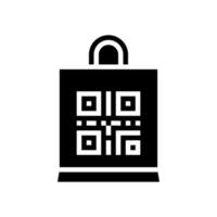 qr-code auf shop bag glyph symbol vektor isolierte illustration