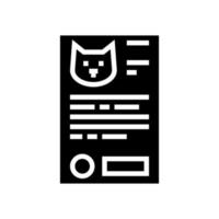Katze medizinisches Dokument Glyphe Symbol Vektor Illustration