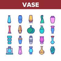 Vase Blumen dekorative Geschirr Symbole Set Vektor