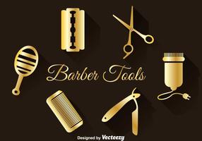 Goldene Friseurwerkzeuge Set vektor