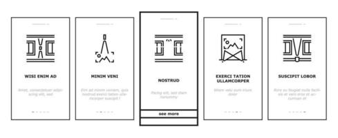 Onboarding-Symbole für Fassadenbeleuchtungswerkzeuge setzen Vektor