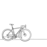 enkel kontinuerlig linjeritning landsvägscykel. miljövänligt fordon, sportcykel. speed city travel attribut, cykel hobby symbol. transport med flera växlar. en rad rita grafisk design vektorillustration vektor