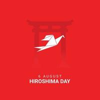 6 augusti hiroshima minnesvärd dag papper fågel design illustration vektor