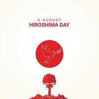 hiroshima dag, 6 augusti, fredsduva fågel affisch, illustration vektor