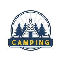 camping och utomhus äventyr retro logotyp vektor