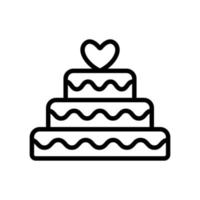 Kuchen für den Hochzeitsikonenvektor. isolierte kontursymbolillustration vektor