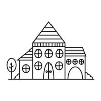 illustration av roligt hus, doodle koncept, bra för målarbok, för barn vektor