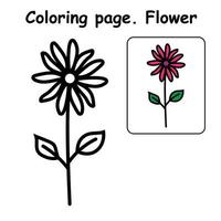 schöne bunte Blume zum Ausmalen, das Malbuch für Vorschulkinder mit einfachem Lernspielniveau. vektor