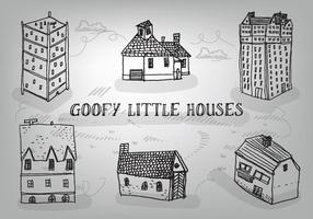 Free Hand gezeichnet Goofy Häuser Vektor Hintergrund