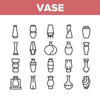 Vase Blumen dekorative Geschirr Symbole Set Vektor