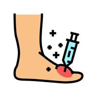 Spritze Behandlung Fuß Gicht Farbe Symbol Vektor Illustration
