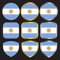 argentinisches Flaggenvektorsymbol mit goldenem und silbernem Rand vektor