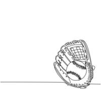 fortlaufende einzeilige Zeichnung Baseball-Turnier-Flyer, Plakatvorlage. Baseball-Lederhandschuh, Ball für die Förderung der Meisterschaft. Teamsport-Liga-Banner. einzeiliges zeichnen design vektorillustration vektor