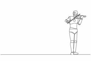 kontinuierliche einzeilige zeichnung robotermusiker, der klassisches musikinstrument der geige spielt. humanoider Roboter kybernetischer Organismus. zukünftige Roboterentwicklung. Vektorgrafik-Illustration für einzeiliges Design vektor