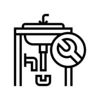 Waschbecken Reparatur Symbol Leitung Vektor Illustration