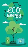 Öko-Energie-Schriftzug mit Recycling-Pfeilen vektor