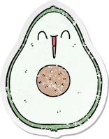 bedrövad klistermärke av en tecknad glad avokado vektor