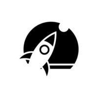 svart och vit enkel raket logotyp mall vektor