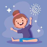 Yoga des kleinen Mädchens glücklich vektor